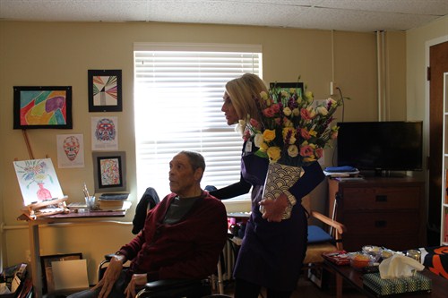 Emmett Bradbury II Shows Random Acts Of Flowers Chicago Executive Director Joanie Bayhack His Art