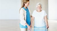 stock photo of a happy senior woman with another woman
