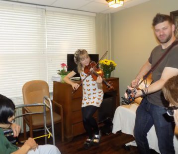 Lindsay Stirling performing music for Seniors at Wesley Place in Chicago