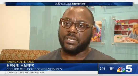 Henri Harps of Chicago Methodist Senior Services appear for an interview on NBC 5 Chicago